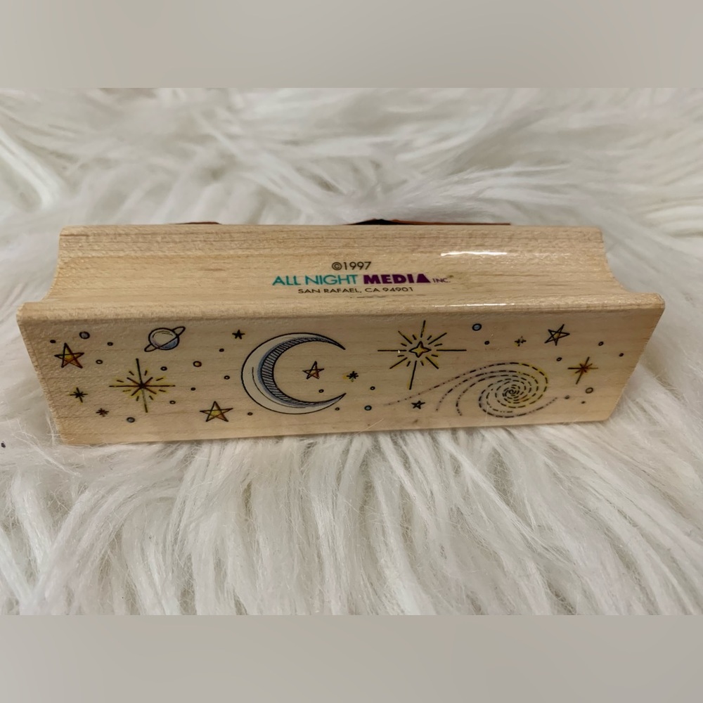 Lot of 6 Vintage Rubber Stamps Celestial Themed Stars Moon Crafting Stamping - Picture 2 of 16
